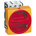 Odpínač zátěže 32 A 3pólový uzamykatelný knoflík žlutá / červená montáž na panel.
