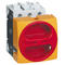 Odpínač zátěže 50 A 3pólový uzamykatelný knoflík žlutá / červená montáž na panel.