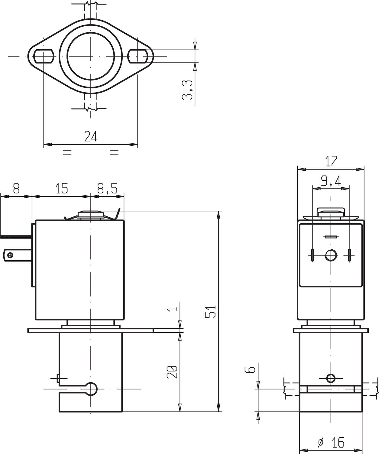 2/2 hose clamp valve-dimension drawing