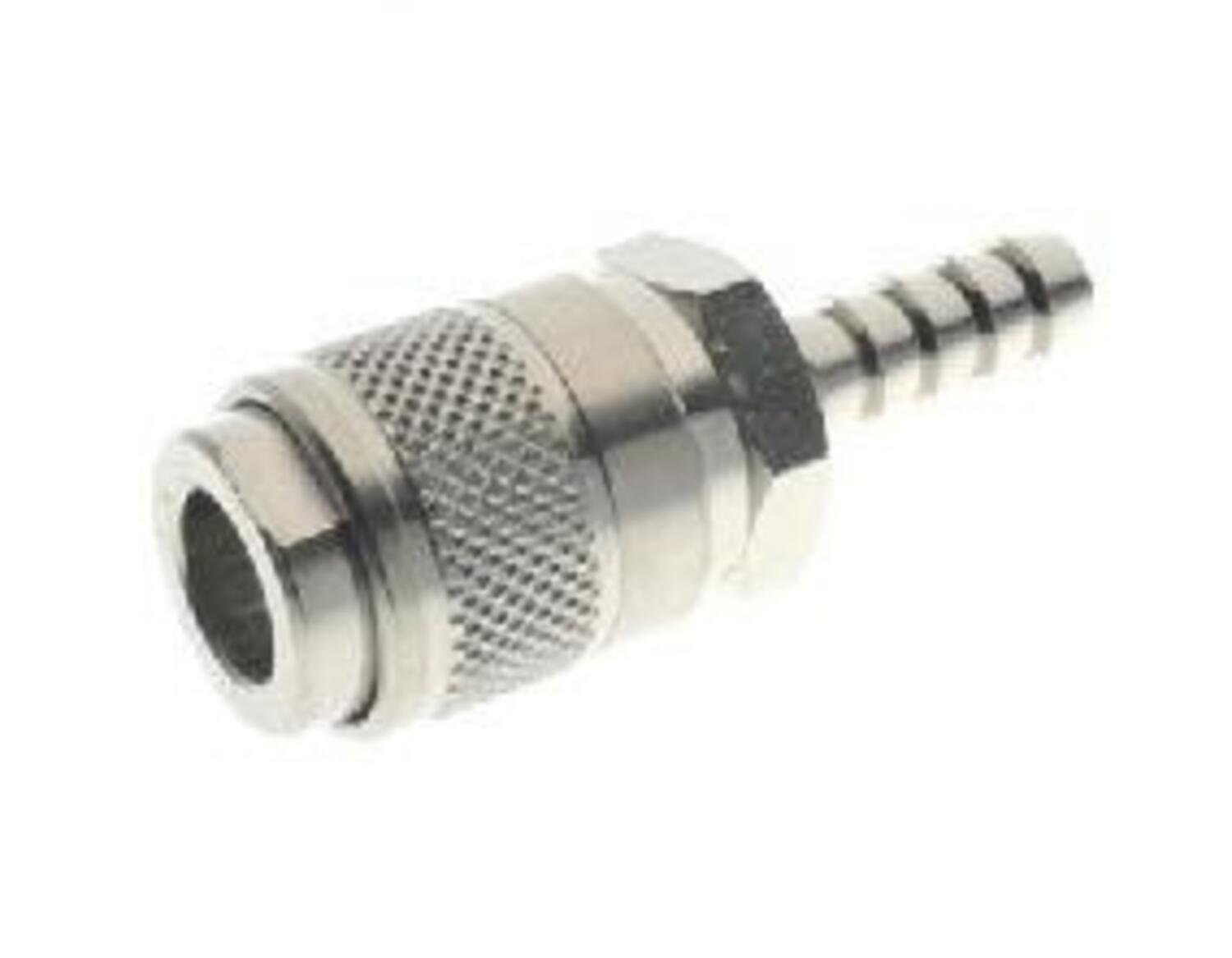 Bayonet coupling Mignon, female with clack valve, hose nipple