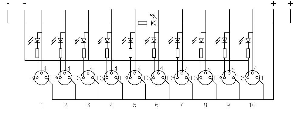 Connecting sketch Adapter central M8, 3-poles
