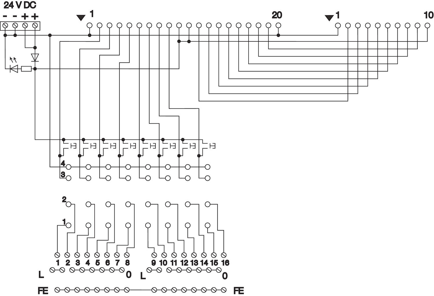 Connecting sketch Relayplank for exits, Relayplanks for adaptersystem
