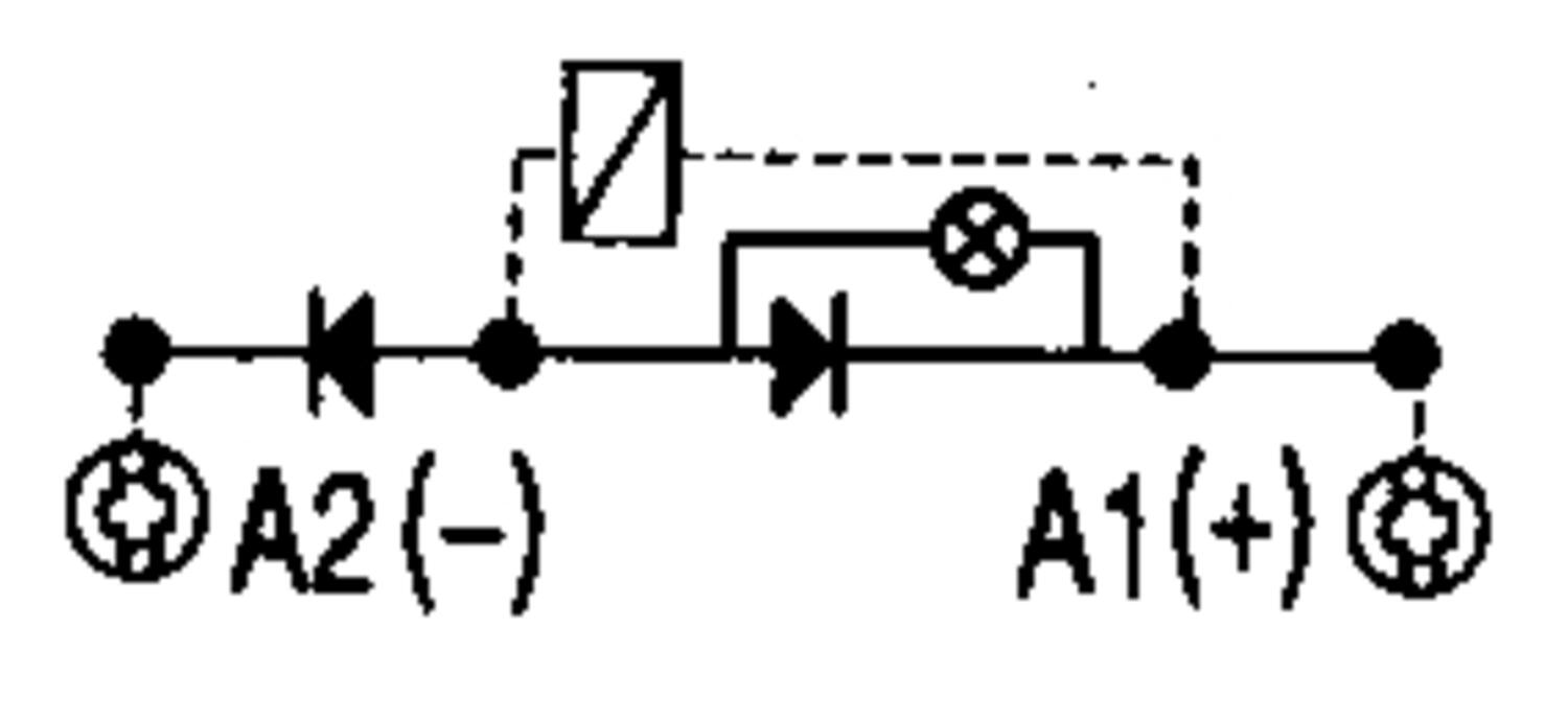 Drawing to module polarity suppressor+free wheeling diode+LED