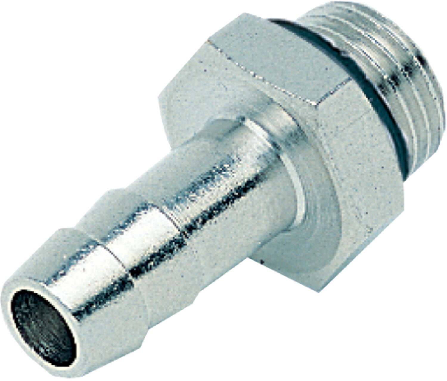 Hose nipple, external cylindrical tap with integrated O-ring