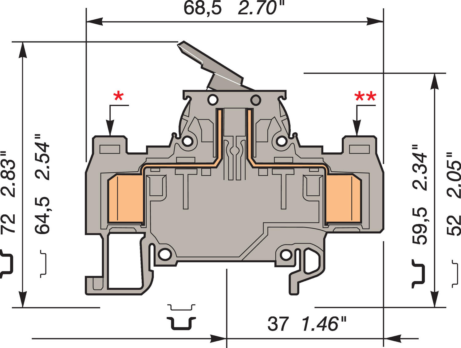 Illustration on ADO-ADO for heavy duty switch terminal block