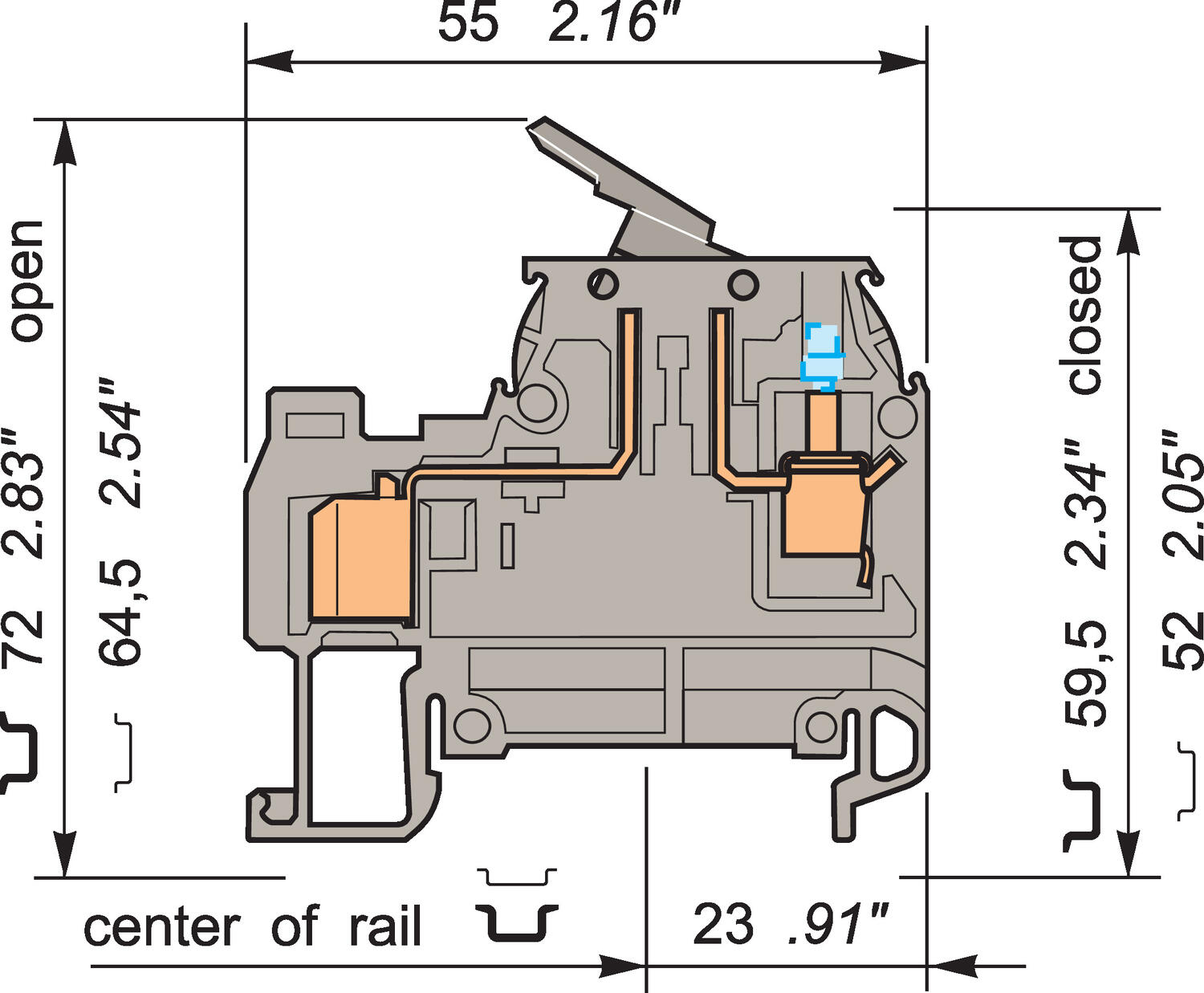 Illustration on ADO-Screw for heavy duty switch terminal block