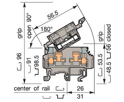 Illustration on fuse strip and heavy duty switch terminal block screw-screw