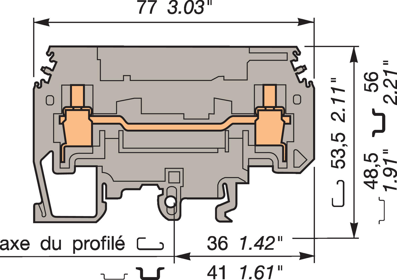 Illustration on heavy duty switch terminal block, current transformer circuits