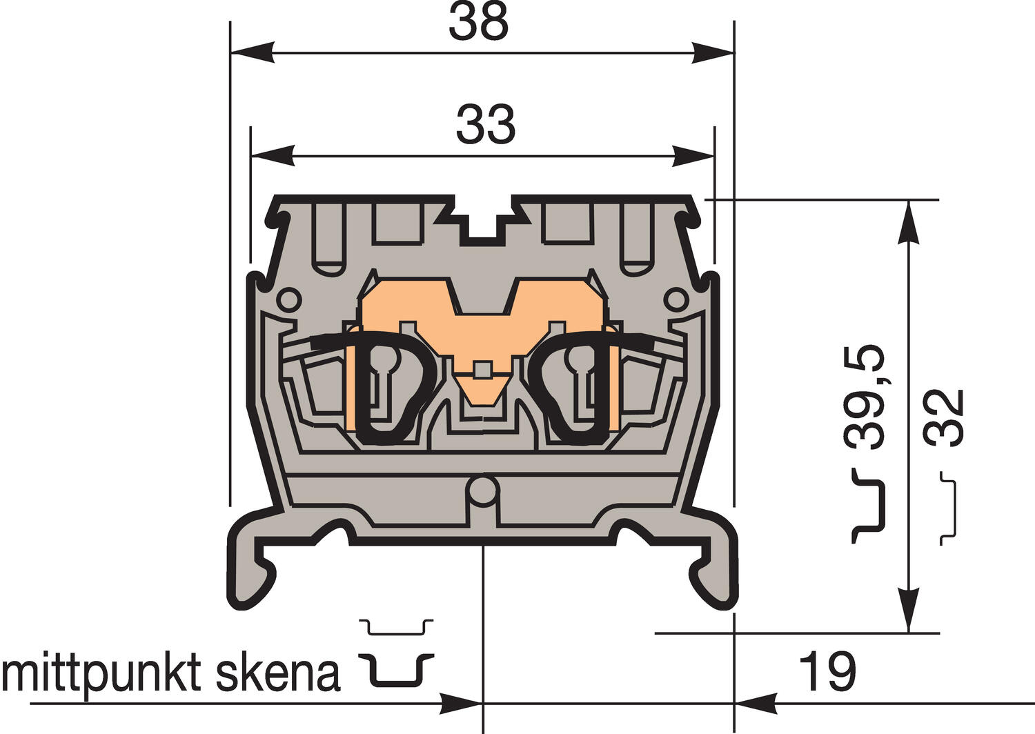 Illustration on miniature block, spring clip