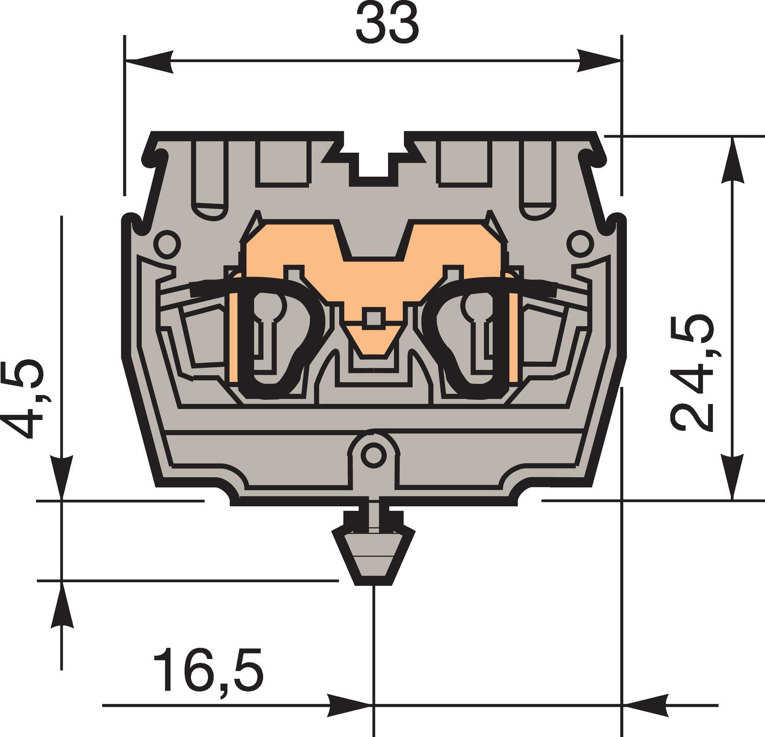Illustration on miniature block, spring clip