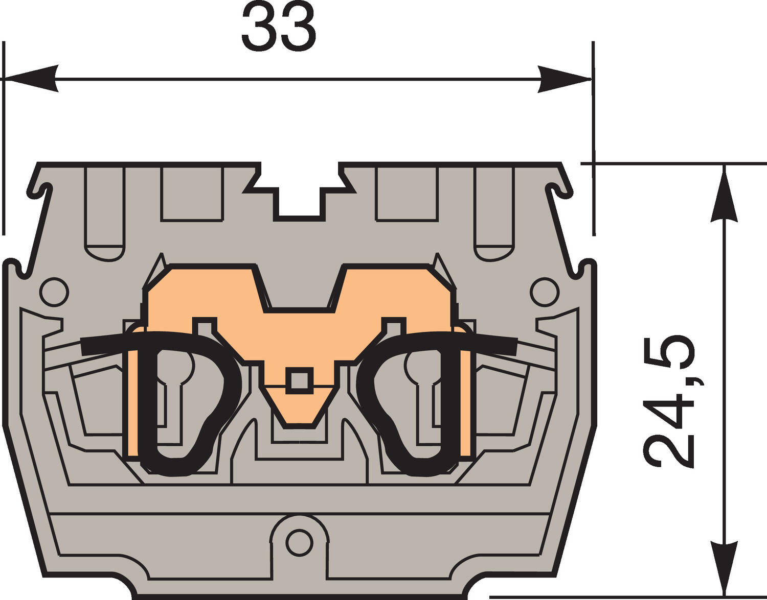 Illustration on miniature block, spring clip