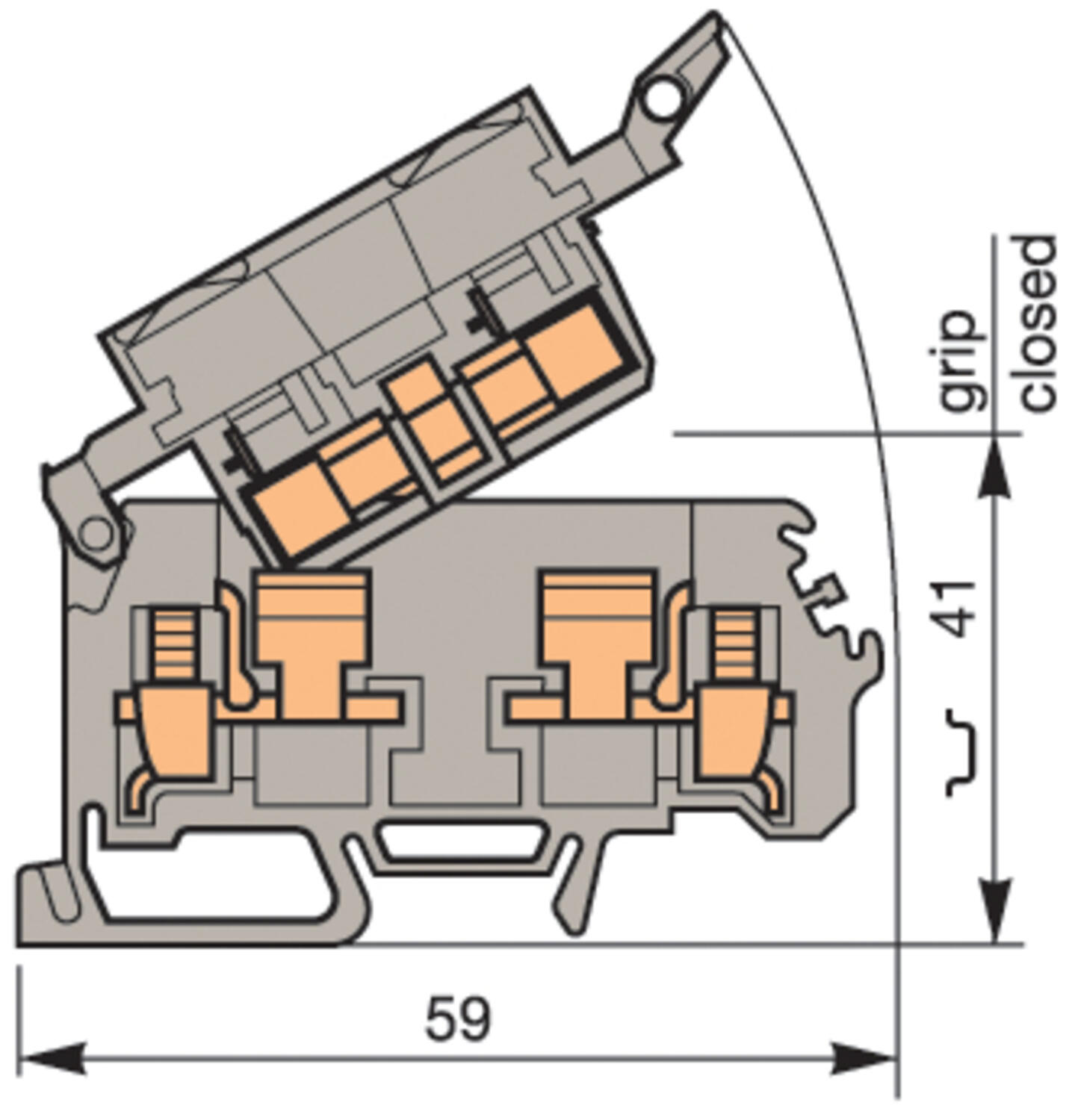 Illustration on miniature block, TS15-rail