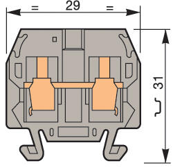 Illustration on miniature block, TS15-rail