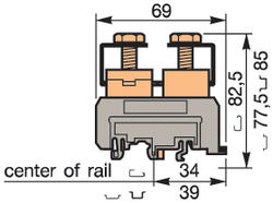 Illustration on power cable block with 2 screw terminals, type I