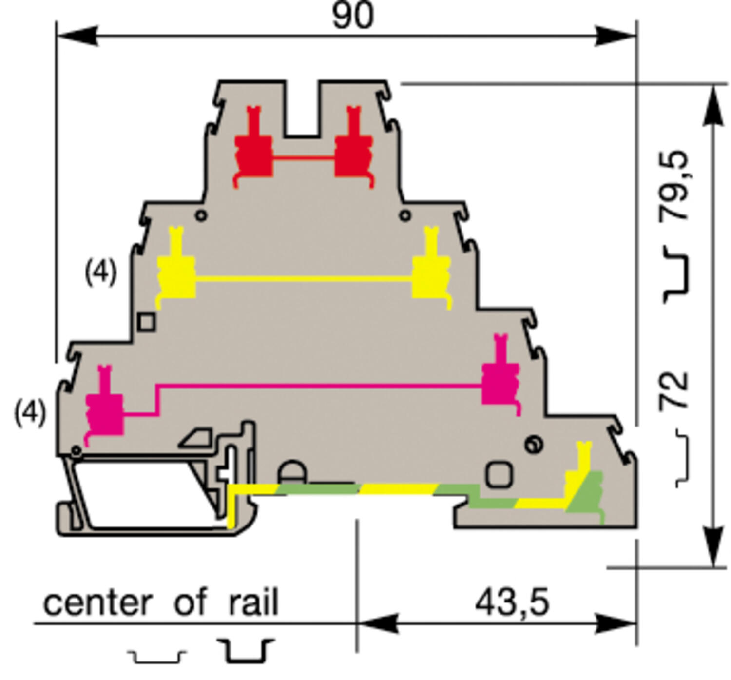 Illustration on three-storeyed block + ground connection screw-screw