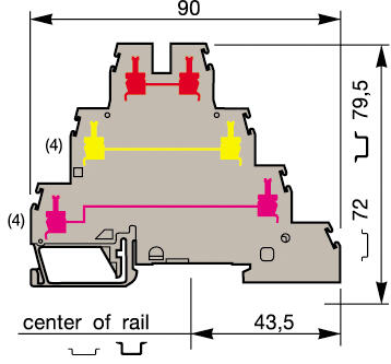 Illustration on three-storeyed block + ground connection screw-screw
