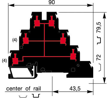Illustration on three-storeyed block + ground connection screw-screw