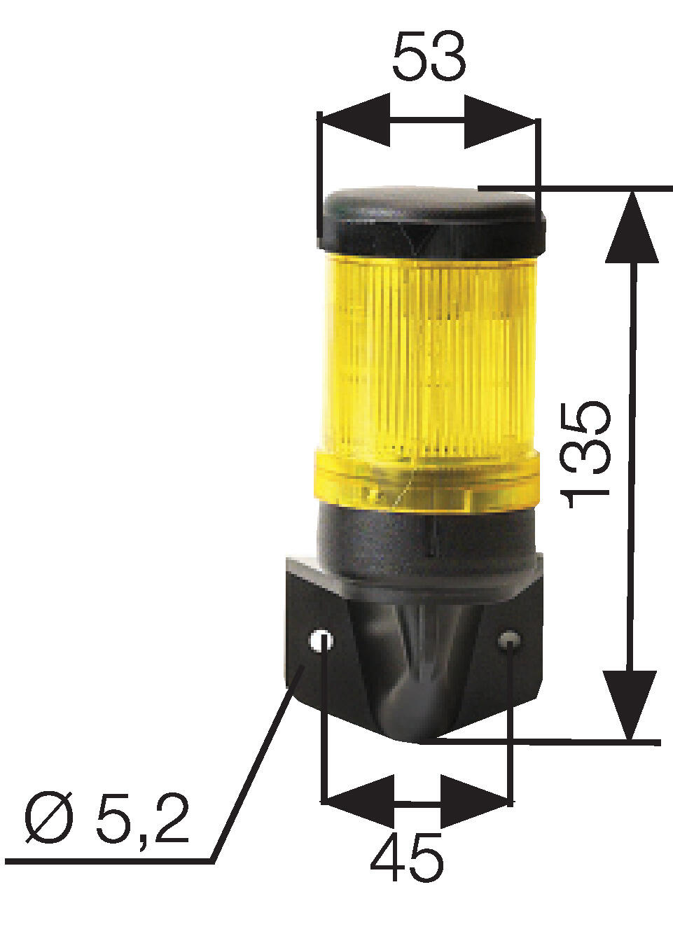 Lighttower 50 mm staple function, 1-5 moduls, wall erected, dimension
