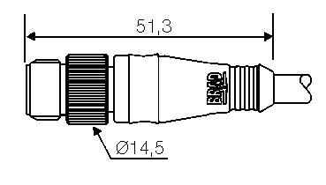 M12, fully groated cabel, straight male