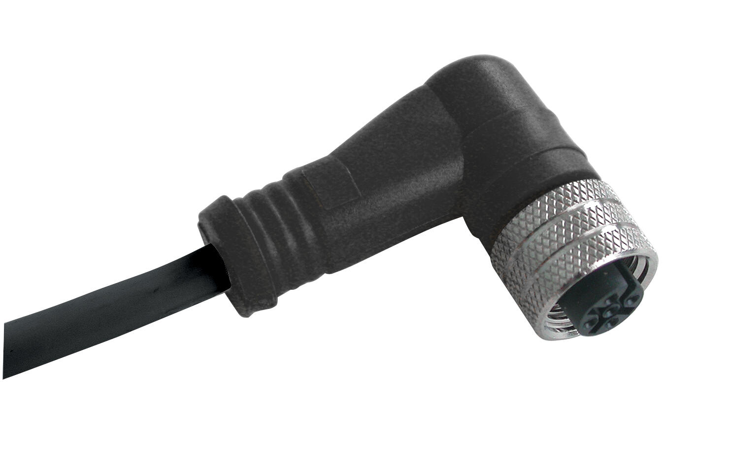 M12 fully groated cable, angled female