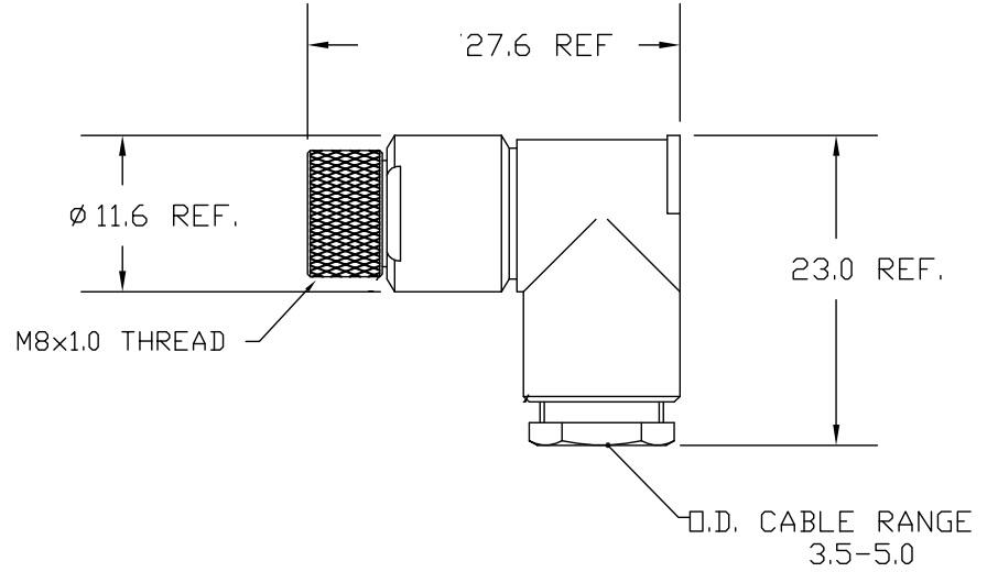 M8 without cable angled female connecting sketch