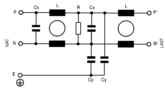 Mains filter Connecting drawing to FN2070