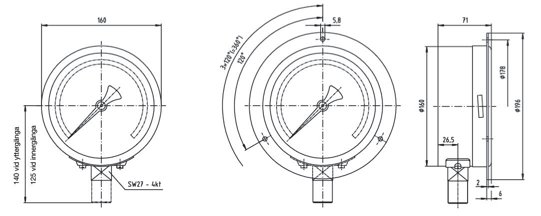 Pressure gauge, for high pressures