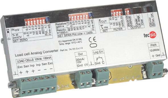Signal amplifier to load cell with analogue output signal