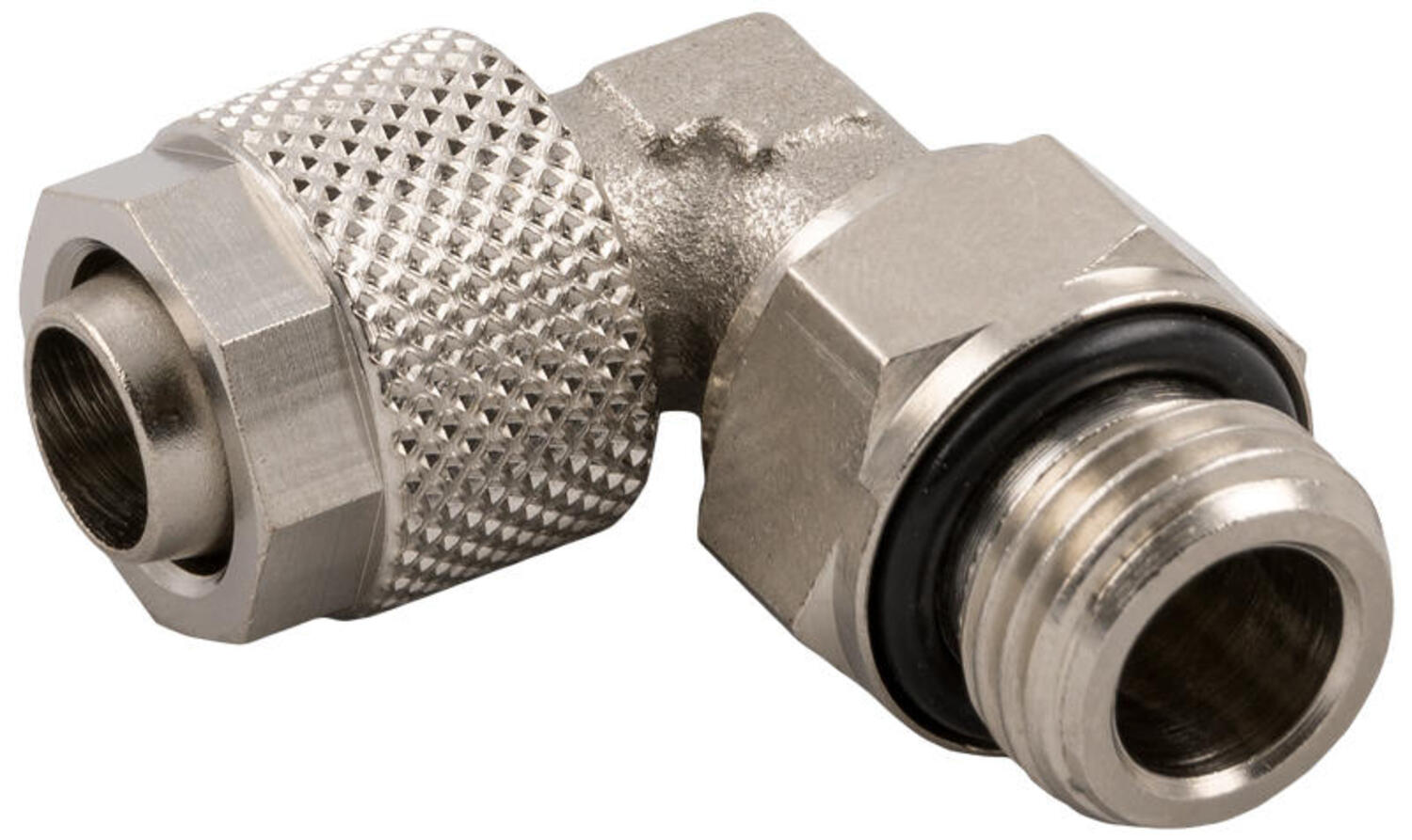 Turning angleconnection, external conic tap with countersunk O-ring