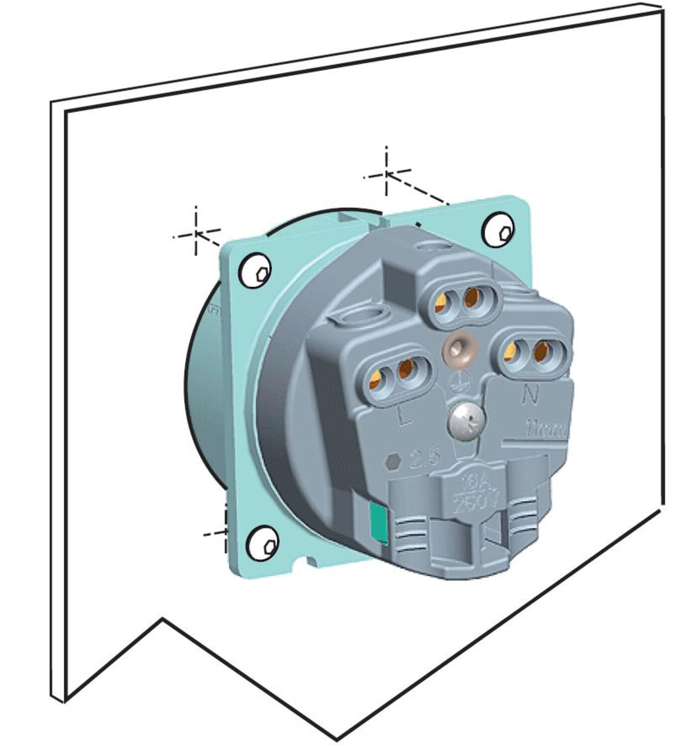 Zadní montáž zásuvky YST